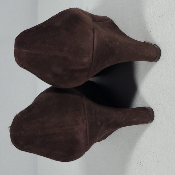 Brown suede wedged loafer 4" heel - Picture 7 of 8